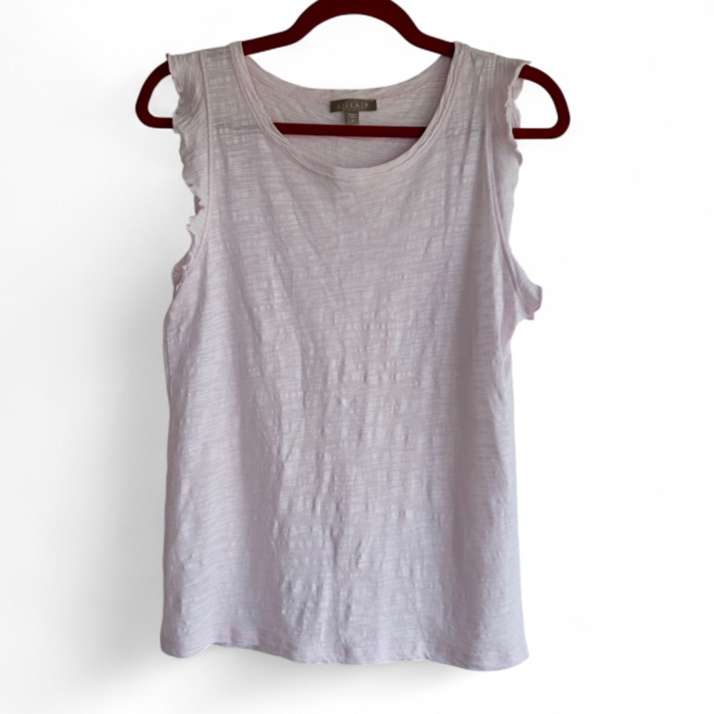 Lilla P Light Pink Sleeveless Ruffle Edge Cotton Knit Shirt Size S